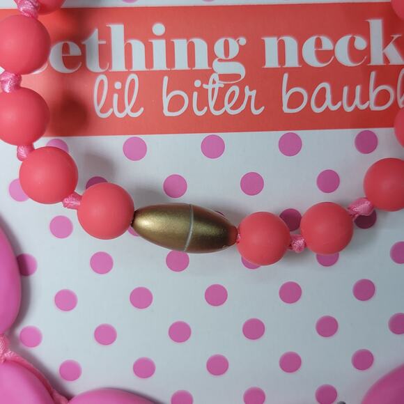 Mud Pie Lil Biter Bauble 100% Silicone Pink 29" Teething Necklace NEW - Picture 3 of 5